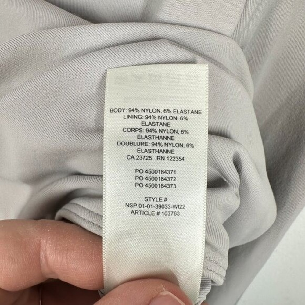 Babaton Light Grey Long Sleeve Bodysuit Form Fitting Slimming Sweetheart - Picture 4 of 10